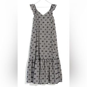 Madewell NWT Ruffle-Hem Tent Midi Dress in Clip Gingham